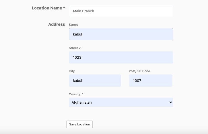 this is a screenshot of set up location