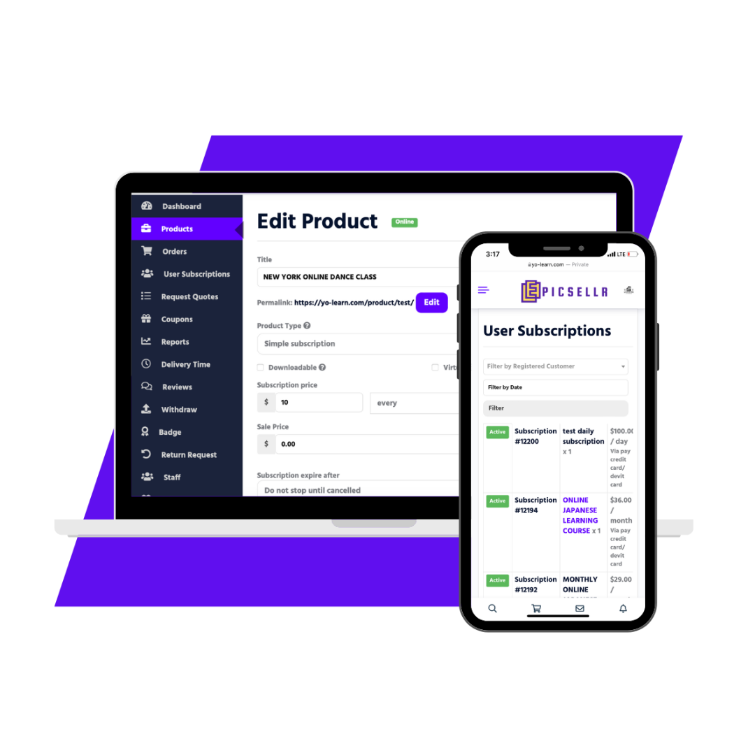 e academy,sell subscription